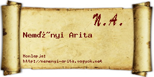 Neményi Arita névjegykártya